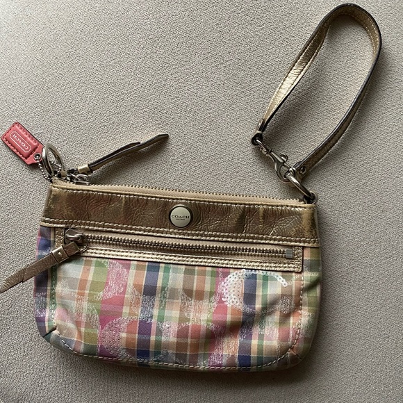 Vintage Y2K Coach Plaid Mini Bag / Wristlet - Picture 3 of 11